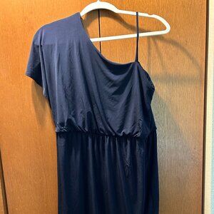 Navy blue one-shoulder mini dress